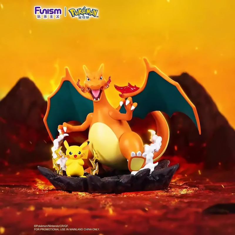 Pokemon - Figurine Diorama Pikachu et Dracaufeu Funism Prime Figure
