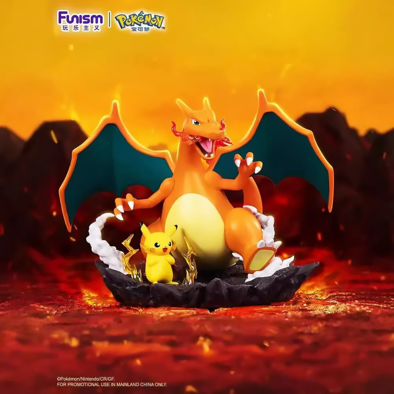 Pokemon - Figurine Diorama Pikachu et Dracaufeu Funism Prime Figure