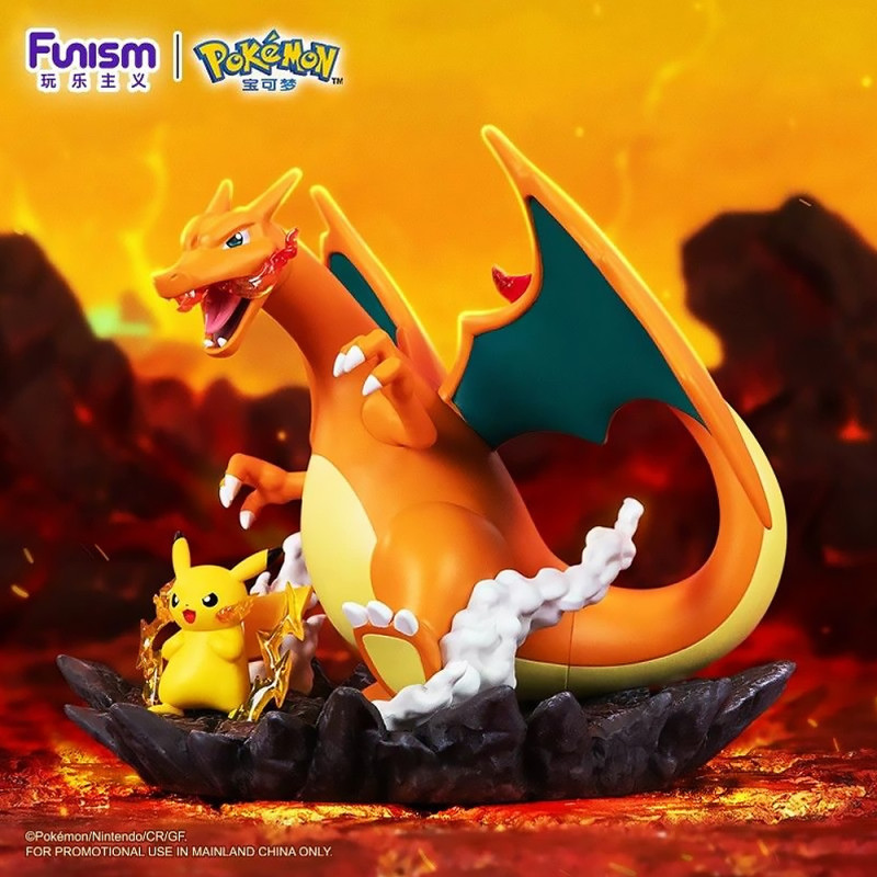 Pokemon - Figurine Diorama Pikachu et Dracaufeu Funism Prime Figure